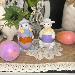 Vintage Avon 1997 Easter Egg Pals Lamb and Bunny set egg holders 4" plastic